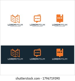 chat book logo vector design educational set