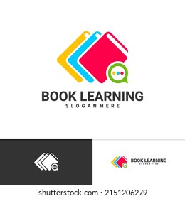 Plantilla vectorial del logotipo del libro de chat, conceptos de diseño del logotipo del libro creativo