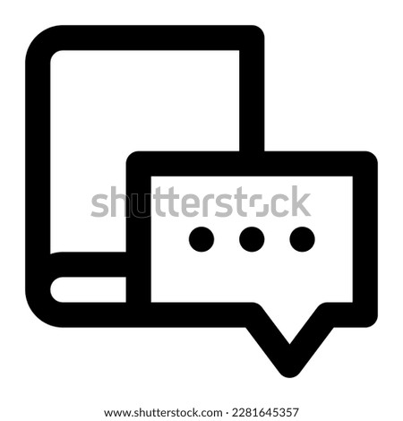Chat book in outline icon. Discussion, forum, learning, literature, communication