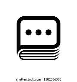Chat book vector icon. Message book symbol.