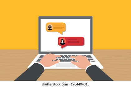 Chat bot ai and customer service support concept. Vector flat illustration.