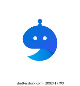 Chat bot ai and customer service support concept. Vector flat person illustration. Smiling robot in headphone on blue background. Design element for banner, web error page, logo