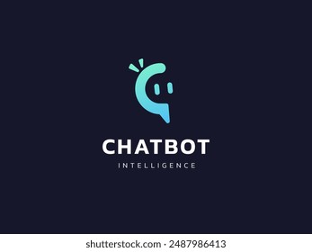 Tecnología de Inteligencia Artificial con la letra C Robot cara logo Vector concepto de diseño. Símbolo de logotipo de asistencia virtual de robot para Tecnología de IA, Asistencia en línea, automatización, interfaz de usuario, nueva tecnología.