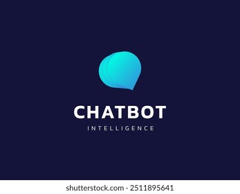 Chat Bot Artificial Intelligence Technology with overlapping chat box symbols logo vector design concept. Robot Virtual Assistance logotype symbol for AI Technology, online support, automation, ui.