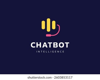 Chat Bot Artificial Intelligence Technology with colorful voice chat symbol logo vector design concept. Robot Virtual Assistance logotype symbol for AI Technology, online support, automation, ui, web.