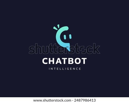 Chat Bot Artificial Intelligence Technology with letter C Robot face logo vector design concept. Robot Virtual Assistance logotype symbol for AI Technology, online support, automation, ui, new tech.