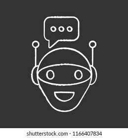 Chat bot chalk icon. Robot. Virtual assistant. Artificial intelligence. Isolated vector illustration