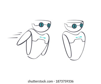 Chatea a los personajes volando y mantente quieto. Apoyo virtual y concepto de comunicación. Ilustración plana vectorial.