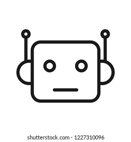 Chat Bot, a computer program designed to simulate conversation with human users, especially over the Internet. Line vector. Isolate on white background.