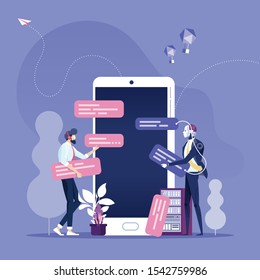 Chat bot concept. Businessman chatting with chat bot on smartphone