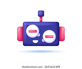 conceito de robô de bate-papo. serviço de conversação com robôs. inteligência artificial ou tecnologia de ai. ilustração de uma cabeça de robô com bate-papo ou símbolo de diálogo. símbolo ou ícone. design de estilo 3d minimalista
