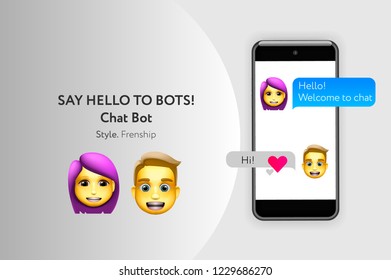Chat bot concept with dialogue windows. vector illustration.
