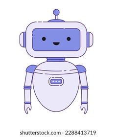 Chat bot concept in line style. AI virtual assistant. Dialog help service. Mobile application chatbot. Flat vector illustration