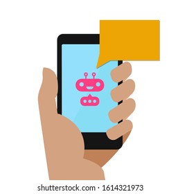 Chat bot concept modern style with mobile for support, communication, web concept, chatting technology, connection. Vector Illustration 10 eps