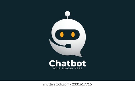 Diseño vectorial del logotipo de ayuda al cliente de bots de charla