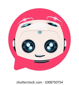 Chat Bot Cute In Speech Bubble Icon Concept Of Chatbot Or Chatterbot Technology Flat Vector Illustration