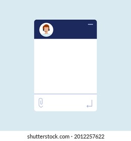 Chat bot dialoge window with man in headset isolated. Dark blue robot chat online customer service concept. Vector flat design illustration of instant sms talk with male chatbot robot or live operator