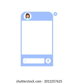 Chat bot dialoge window with woman in headset isolated. Robot chat online customer service concept. Vector illustration of instant talk interface with chatbot robot with voice messages.