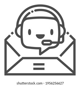 Chat bot e-mail, square line vector icon.