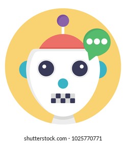 Chat bot flat vector icon. Artificial conversational entity 