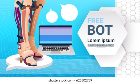 Chat Bot Free Robot Virtual Assistance Of Website Or Mobile Applications, Artificial Intelligence Concept Flat Vector Illustration