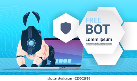Chat Bot Free Robot Virtual Assistance Of Website Or Mobile Applications, Artificial Intelligence Concept Flat Vector Illustration