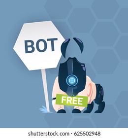 Chat Bot Free Robot Virtual Assistance Of Website Or Mobile Applications, Artificial Intelligence Concept Flat Vector Illustration
