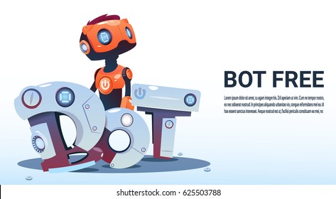 Chat Bot Free Robot Virtual Assistance Of Website Or Mobile Applications, Artificial Intelligence Concept Flat Vector Illustration