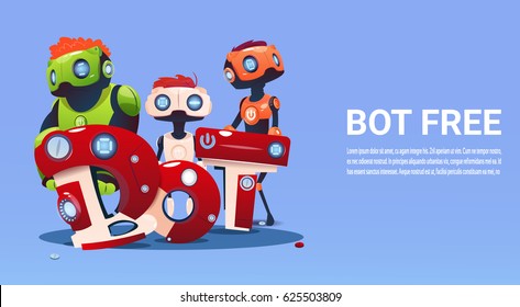 Robot Gratuito Asistencia Virtual De Sitio Web O Aplicaciones Móviles, Inteligencia Artificial Concepto Ilustración Vector Plano