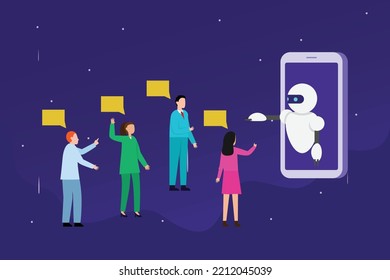 Chat bot and future marketing 2d vector illustration