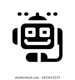 chat bot glyph icon. Strong and solid vector icon for websites, mobile interfaces, presentations, and visual branding. High quality and easy to edit.
