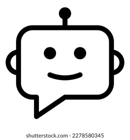 Chat Bot Icon. AI Artificial Intelligence Chatbot Vector Icon. Flat Style Icon or Symbol for Chat Robot, AI Chatbot, or Virtual Assistant. Stock Vector.