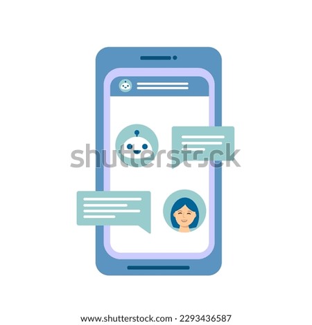 Chat Bot icon blue smartphone. Chat GPT. Virtual assistant Bot chating in mobile. Customer support service Chat Bot. Vector