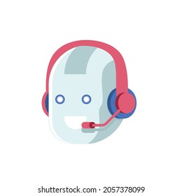 Chat bot Icon concept. bot working in headphones. Smiling customer service robot. Vector elements isolated on white background, Chat robot concept