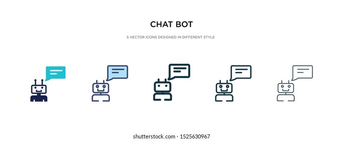 chat bot icon in different style vector illustration. two colored and black chat bot vector icons designed in filled, outline, line and stroke style can be used for web, mobile, ui