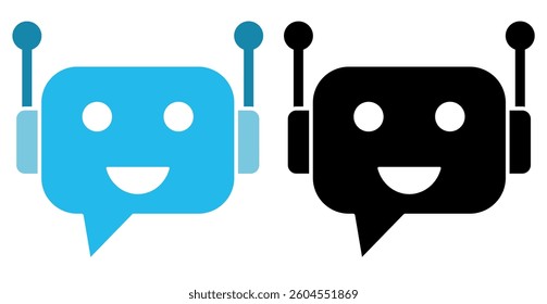 chat bot icon, simple flat style, illustration, logo sign symbol pictogram template, for ui or ux isolated on white for mobile app, editable