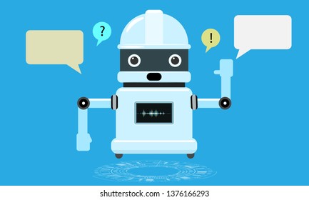 Chat bot icon with speech sound wave screen. Talking Virtual assistant. Flat color vector illustration.