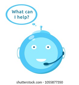 Chat bot icon symbol, logo template. Cute smiling bot robot helper. Modern cartoon character flat style vector illustration. Isolated on white background. Virtual online voice support service concept.