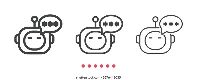 Icono de bot de chat. Vector de icono de línea delgada