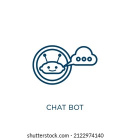 chat bot icon. Thin linear chat bot outline icon isolated on white background. Line vector chat bot sign, symbol for web and mobile