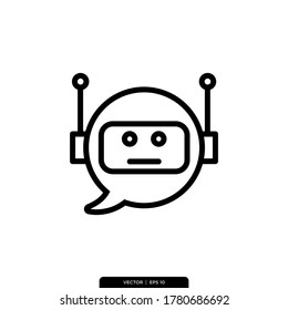 Plantilla de logotipo de Ilustración de vectores de iconos de bots de chat 