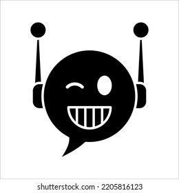 Icono de Chat Bot. Icono de Bot de asistente virtual. Cabeza de robot con burbuja de habla. Servicio de asistencia al cliente Chat Bot. Ilustración vectorial sobre fondo blanco. EPS 10