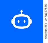 Chat Bot icon. Virtual smart assistant Bot logo. Robot head on blue background. Customer support service Chat Bot. Vector illustration