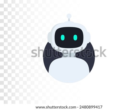 Chat Bot icon. Virtual smart assistant Bot sign design. Customer support service Chat Bot. Cute robot in circle isolated on transparent background. Vector illustration 
