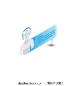Chat bot isometric icon for social networking. Flat vector illustration EPS 10