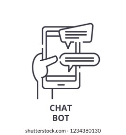 Chat bot line icon concept. Chat bot vector linear illustration, symbol, sign