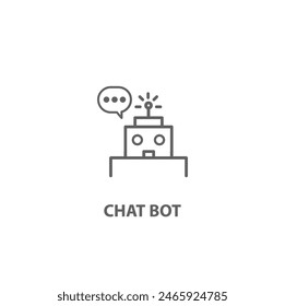 Símbolo de línea de bot de chat aislado en el fondo silueta de contorno de Web de robot asistente de bot silueta minimalista en fondo blanco