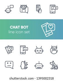 Chat bot line icon set. Robot, app, message. Internet concept. Vector illustration can be used for topics digital, web, mobile app