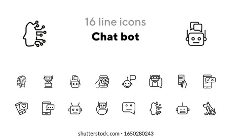 Chat bot line icon set. Robot, app, message. Internet concept. Vector illustration can be used for topics digital, web, mobile app