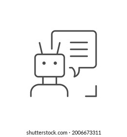 Chat bot line outline icon isolated on white